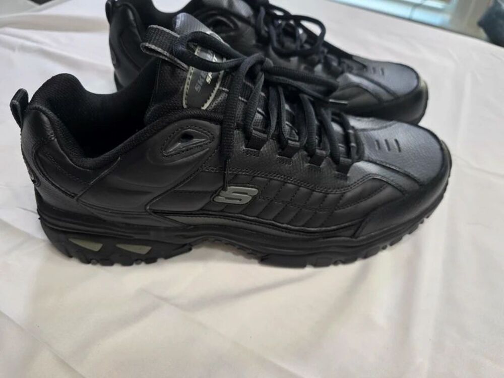 Skechers Sport Black Leather Slip‑Resistant Work Shoes – Size 15 – New –